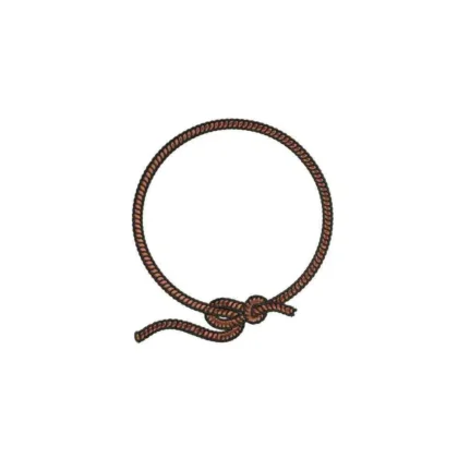 Free rope monogram frame embroidery design featuring a brown rope tied in a circle with a knot, suitable for western or nautical themes.