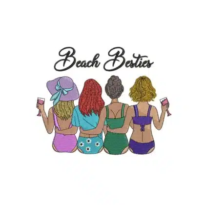 Beach Besties Machine Embroidery Design | Friendship Embroidery Designs
