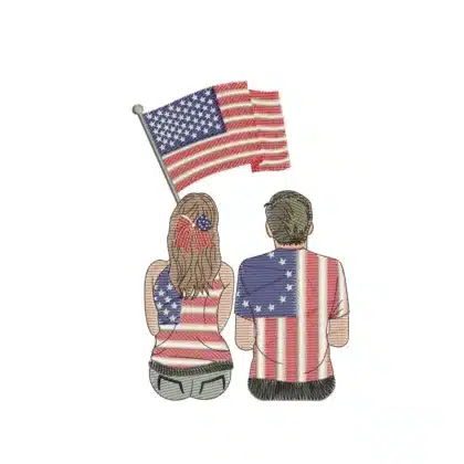 Usa Couple Holding Flag