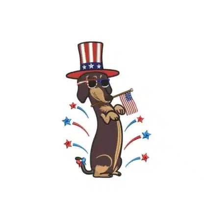 Dachshund Dog With Flag