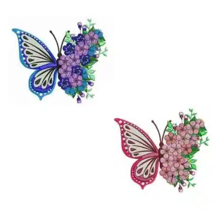 Floral Butterfly Embroidery Design Set | 2 Colorways Included