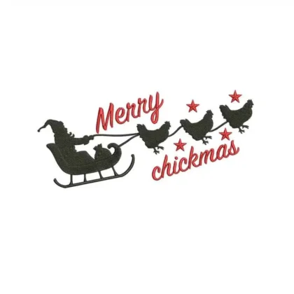 Merry Chickmas Embroidery Design | Funny Christmas Designs