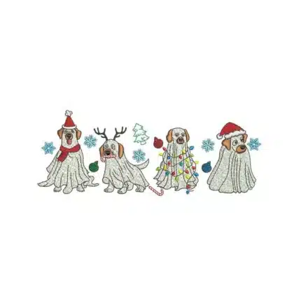 Ghost Dog Christmas Embroidery Design | Spooky Christmas Designs