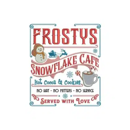 Frosty's Snowflake Cafe Embroidery Design | Vintage Christmas Embroidery